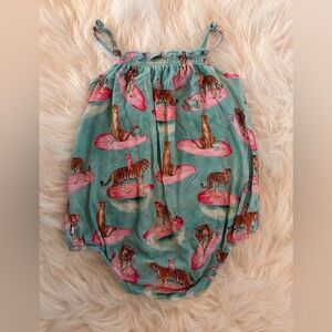 VGUC Posh Peanut Kimmy Surfing Cheetahs Tigers Bubble Romper 2T